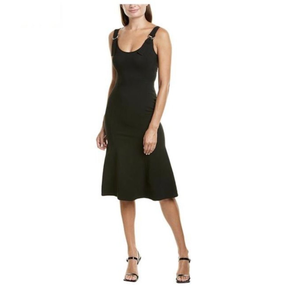 A.L.C. Black Sander Buckle Strap Midi Dress